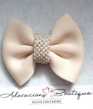 Load image into Gallery viewer, Beige Bling Bow & Headband