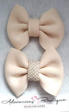 Load image into Gallery viewer, Beige Bling Bow & Headband