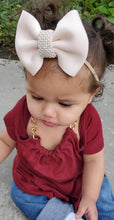 Load image into Gallery viewer, Beige Bling Bow & Headband