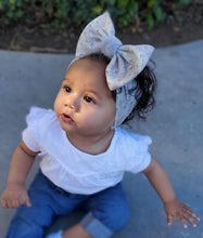 Load image into Gallery viewer, Mint / Beige/ Brown Baby Girl Bows, Customized Baby Girl Headbands, Head Wraps and Bows