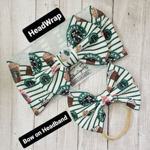 Load image into Gallery viewer, Starbucks Stripes Girl Bows, Customized Baby Girl Headbands, Head Wraps and Bows