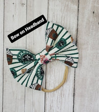 Load image into Gallery viewer, Starbucks Stripes Girl Bows, Customized Baby Girl Headbands, Head Wraps and Bows