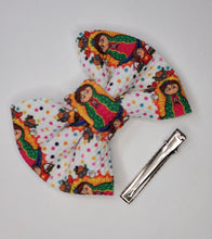 Load image into Gallery viewer, Virgen Mary Baby Girl Hair Bow. Virgencita Bows Head Wraps Headbanda