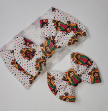 Load image into Gallery viewer, Virgen Mary Baby Girl Hair Bow. Virgencita Bows Head Wraps Headbanda