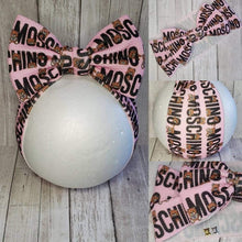 Load image into Gallery viewer, Pink Bear Baby Bow, Pink Customized Baby Girl Headbands, Head Wraps and Bows