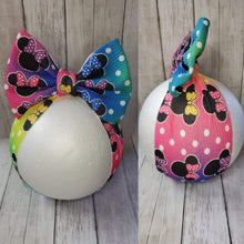 Load image into Gallery viewer, Rainbow Minnie Girl Bows, Customized Baby Girl Headbands, Head Wraps and Bows