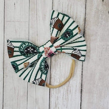 Load image into Gallery viewer, Starbucks Stripes Girl Bows, Customized Baby Girl Headbands, Head Wraps and Bows