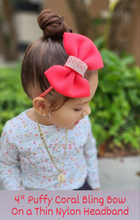 Load image into Gallery viewer, Coral Bling Bow and Headband