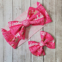 Load image into Gallery viewer, Birthday Princess Bow, Birthday Bow, Princess Bow, Customized Baby Girl Headbands, Head Wraps and Bows