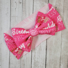 Load image into Gallery viewer, Birthday Princess Bow, Birthday Bow, Princess Bow, Customized Baby Girl Headbands, Head Wraps and Bows