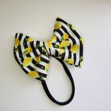 Load image into Gallery viewer, Lemon Baby Bows, Lemon Girl Bows, Lemon & Stripes Girl Bows