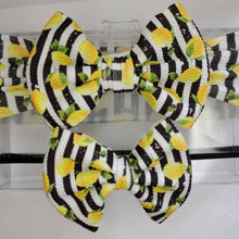 Load image into Gallery viewer, Lemon Baby Bows, Lemon Girl Bows, Lemon & Stripes Girl Bows