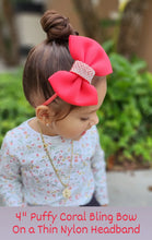 Load image into Gallery viewer, Coral Bling Bow and Headband