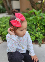 Load image into Gallery viewer, Coral Bling Bow and Headband