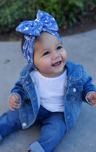 Load image into Gallery viewer, Denim Blue Baby Girl Bow, Customized Baby Girl Headbands, Head Wraps and Bows
