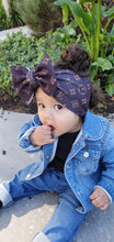 Load image into Gallery viewer, Large Brown Monogram Bows, Headwraps, Piggies, Headbands
