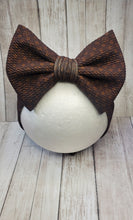 Load image into Gallery viewer, Brown Tiny Monogram Print, Baby Girl Bows Headband and Head Wraps
