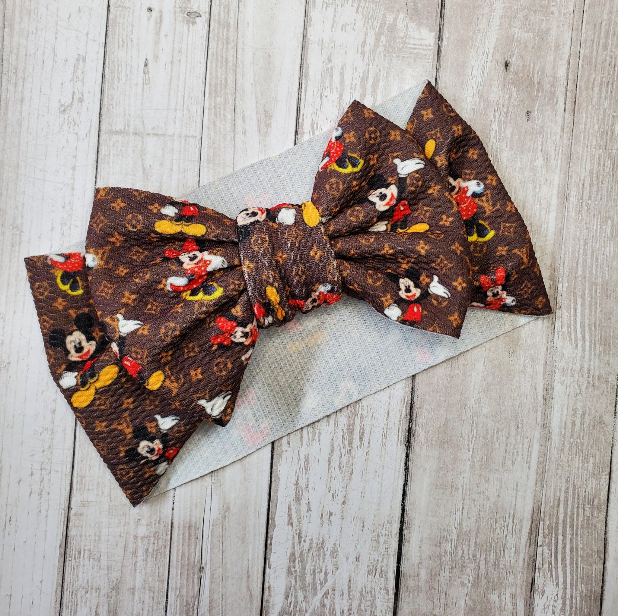 Brown Squares Girl Bow, Customized Baby Girl Headbands, Head Wraps