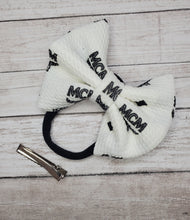 Load image into Gallery viewer, White Designer Inspired MCM Bows, Head Wraps , Headbands
