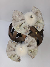 Load image into Gallery viewer, Mint / Beige/ Brown Baby Girl Bows, Customized Baby Girl Headbands, Head Wraps and Bows
