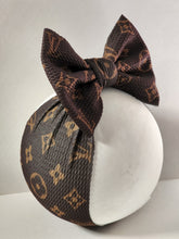 Load image into Gallery viewer, Large Brown Monogram Bows, Headwraps, Piggies, Headbands
