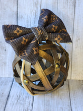 Load image into Gallery viewer, Large Brown Monogram Bows, Headwraps, Piggies, Headbands
