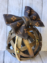 Load image into Gallery viewer, Large Brown Monogram Bows, Headwraps, Piggies, Headbands
