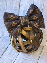 Load image into Gallery viewer, Large Brown Monogram Bows, Headwraps, Piggies, Headbands
