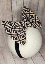 Load image into Gallery viewer, Fendi Inspired Black &amp; Beige Headwrap, Bows &amp; Headbands
