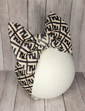 Load image into Gallery viewer, Fendi Inspired Black &amp; Beige Headwrap, Bows &amp; Headbands
