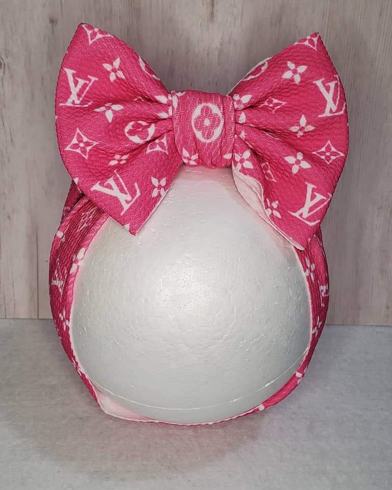 Hot Pink / White  Girl Bows, Customized Baby Girl Headbands, Head Wraps and Bows