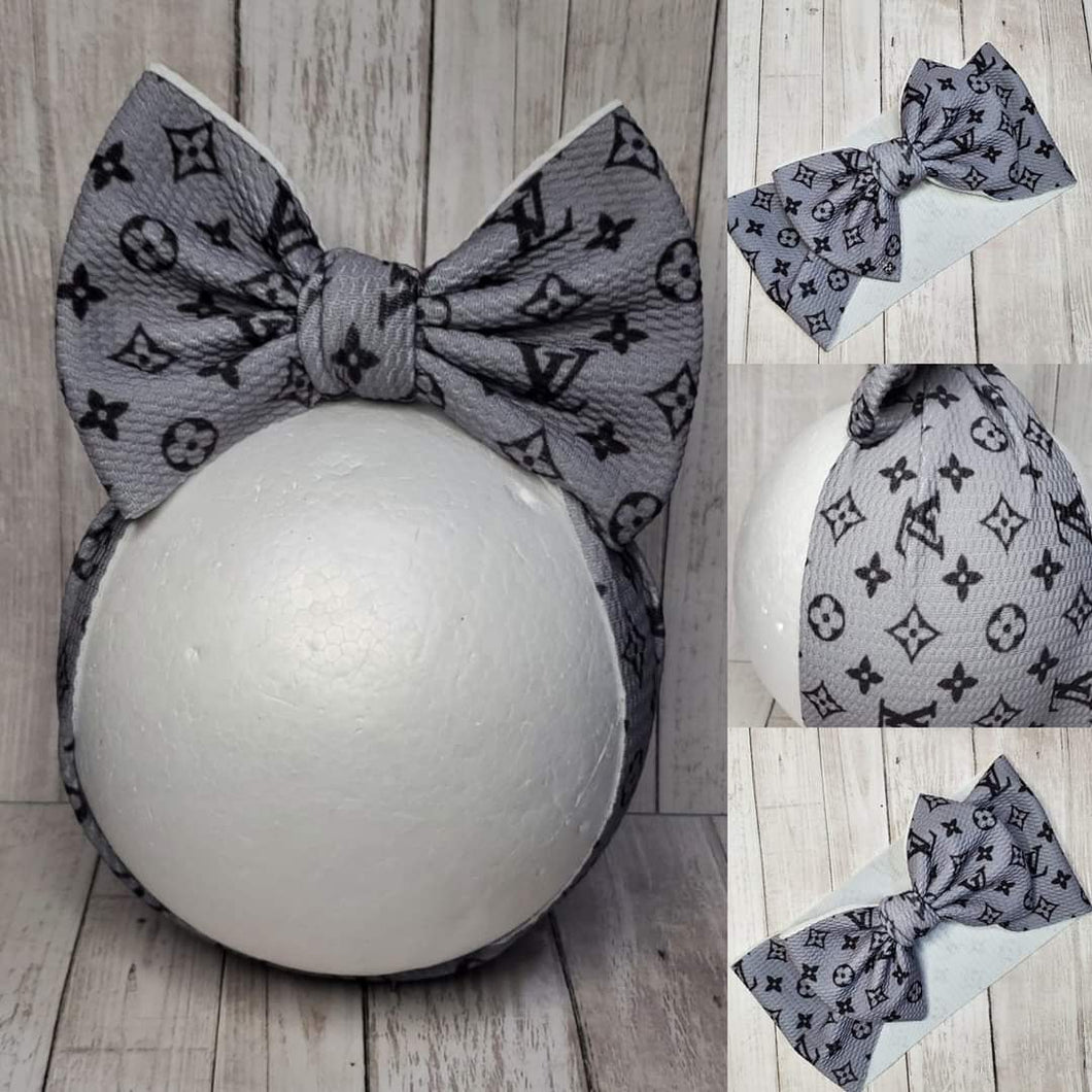 Gray Baby Bow, Customized Baby Girl Headbands, Head Wraps and Bows
