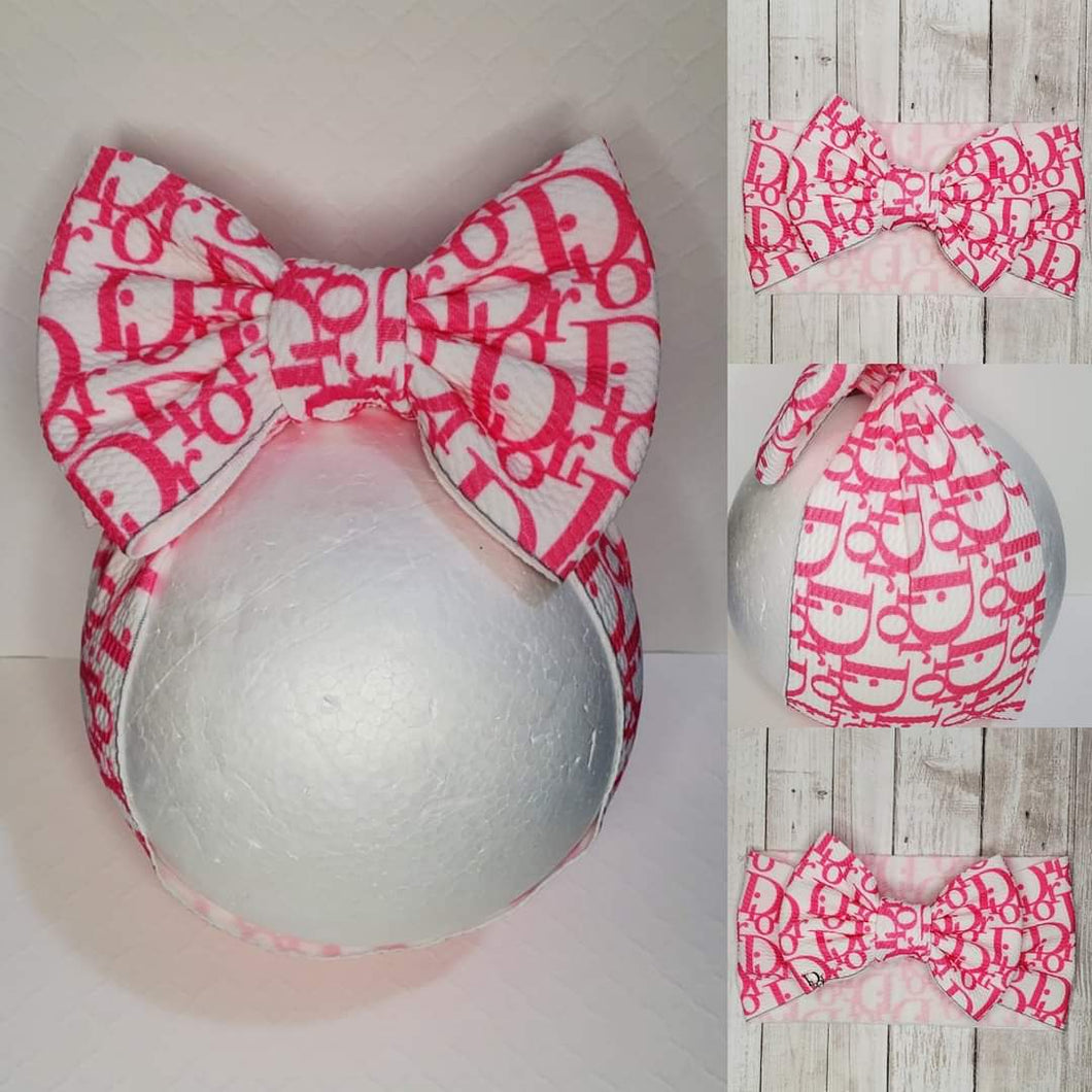 Pink Customized Baby Girl Headbands, Head Wraps and Bows