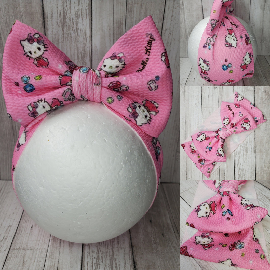 Pink  Kitty Girl Bows, Customized Baby Girl Headbands, Head Wraps and Bows