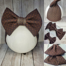 Load image into Gallery viewer, Brown Tiny Monogram Print, Baby Girl Bows Headband and Head Wraps
